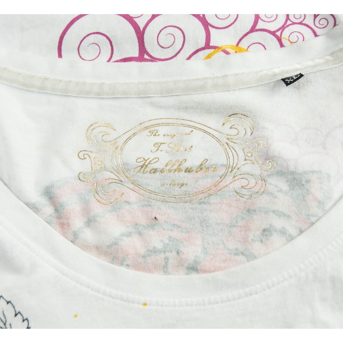 HallHuber White Crystal Tiger Floral Logo Graphic Slim Fit Babydoll T Shirt XL