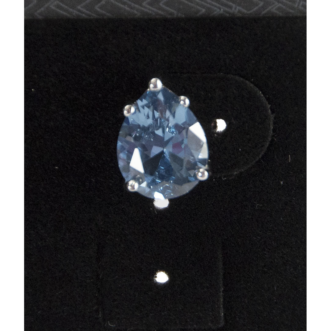 CZ Kenneth Jay Lane Silver Aqua Pear Stud Earrings KE696AQSI NWT