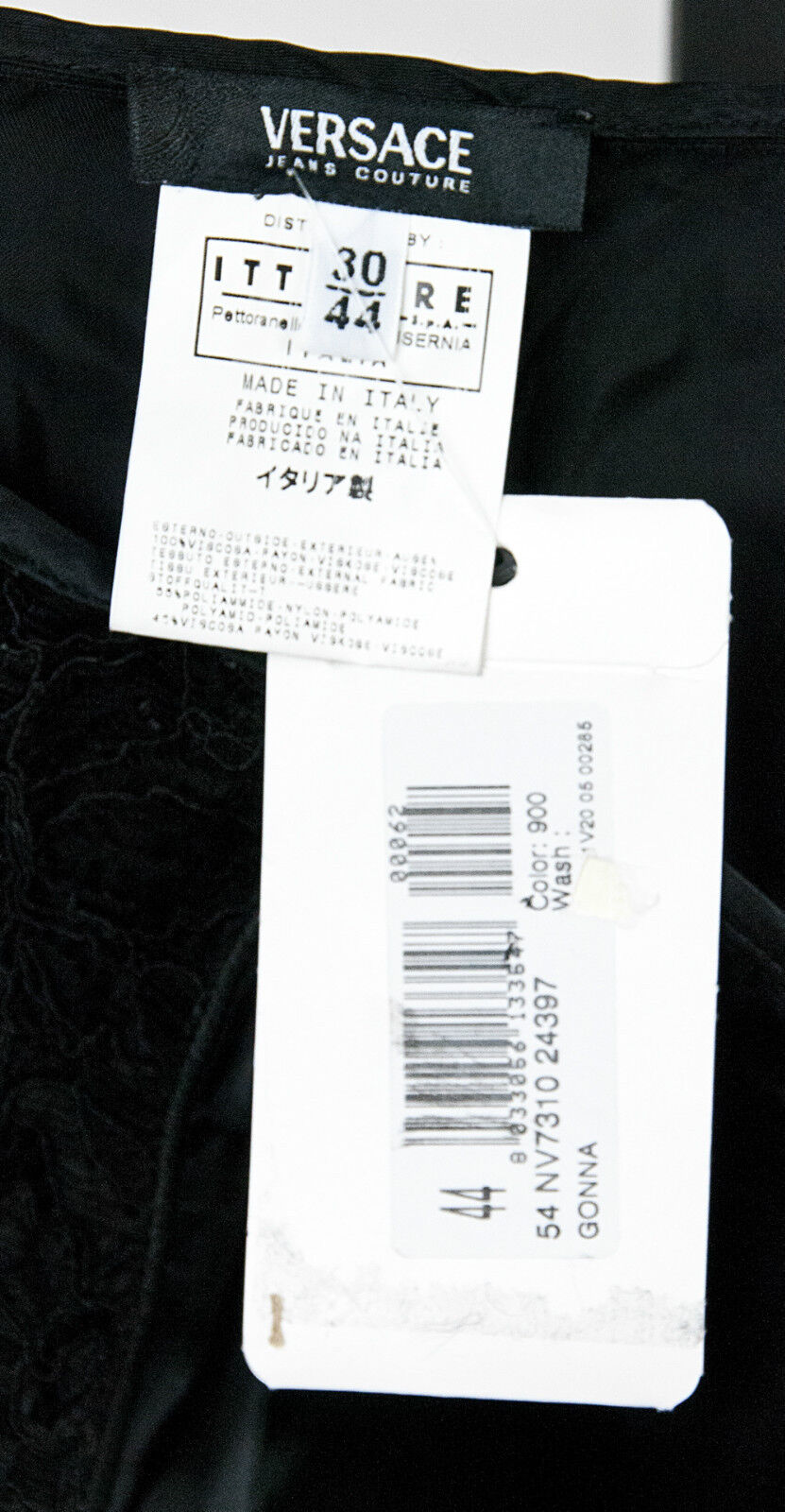 Versace Black Silky Satin Lace Insert Knee Length A Line Skirt 30 44 NWT