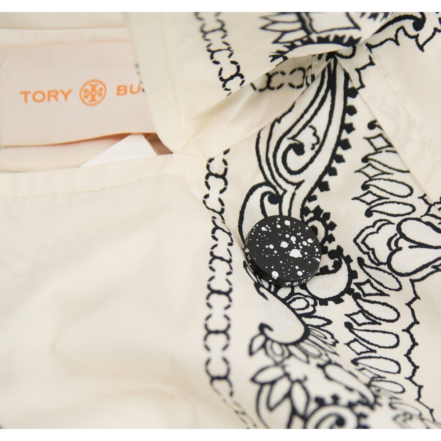 Tory Burch New Ivory Americana Bandana Long Lined Trench Coat Size XL NWT