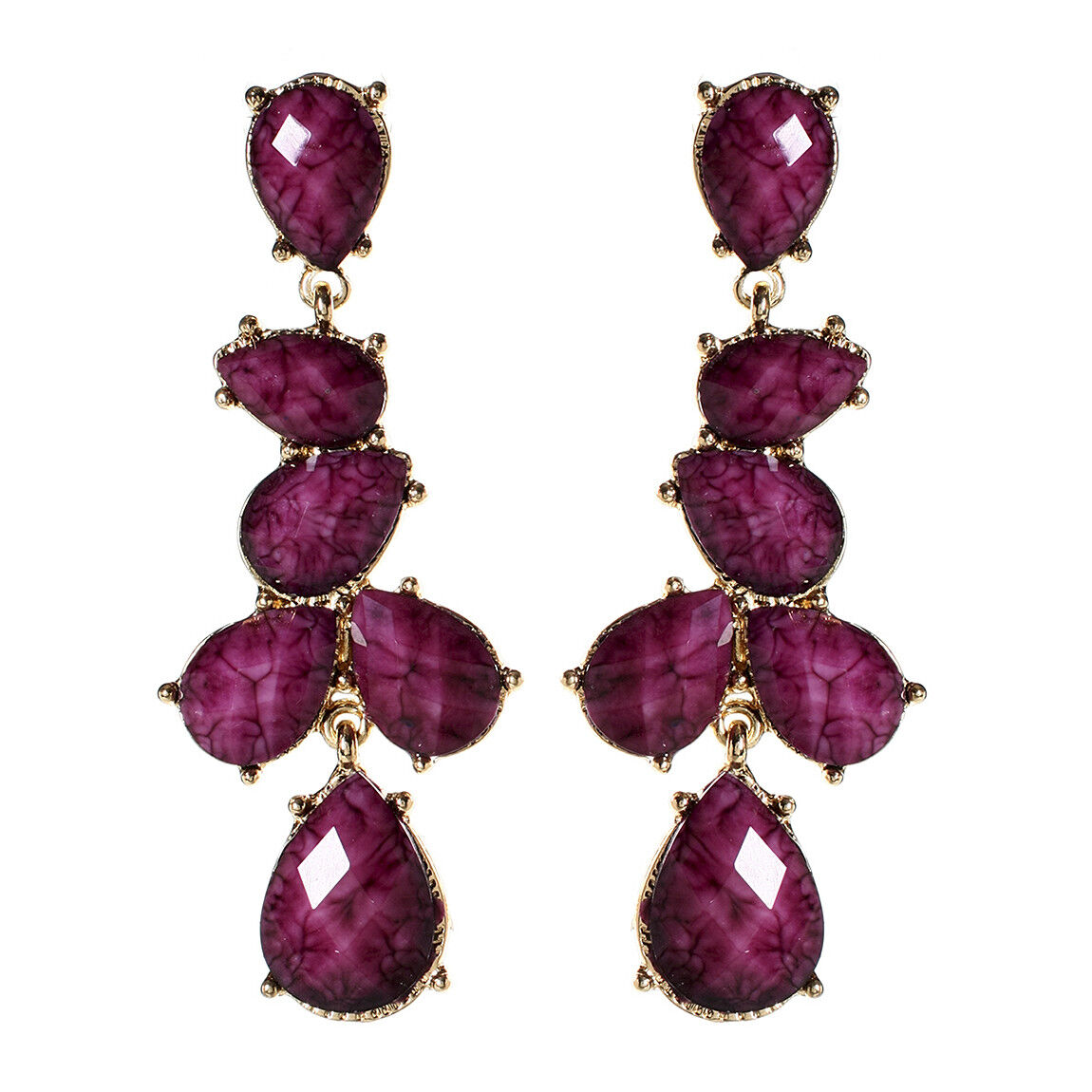 Amrita Singh Gold Amethyst Resin Hamptons Teardrop Earrings ERC 80 NWT