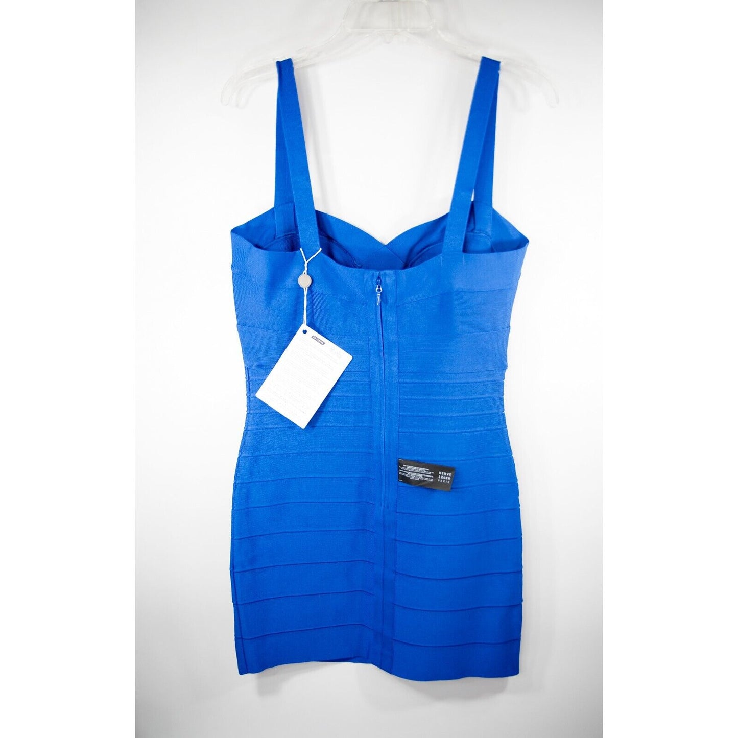 Herve Leger Scoop Neck Royal Blue Mini Bandage Bodycon Dress Large NWT $790