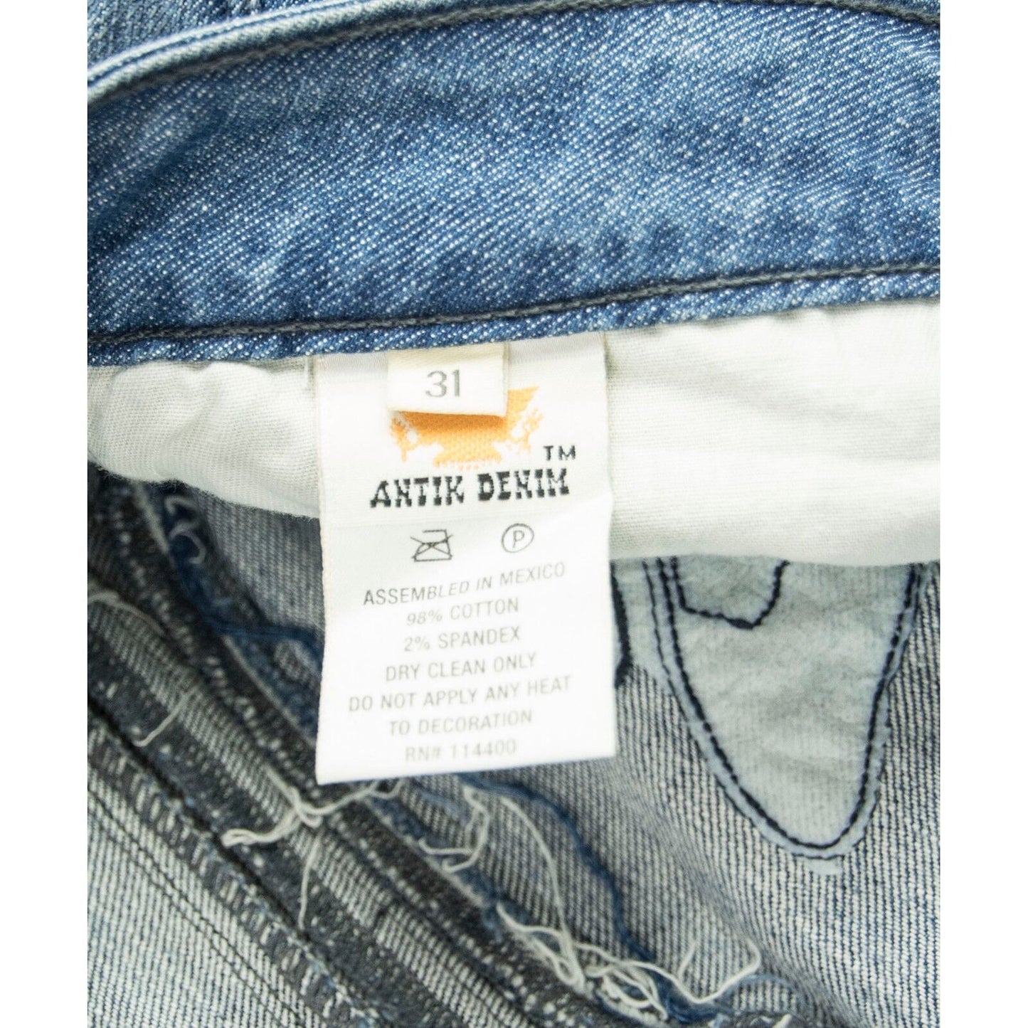Antik Batik Crystal Rhinestone Butterfly Crystal Distressed Bootcut Jeans 31