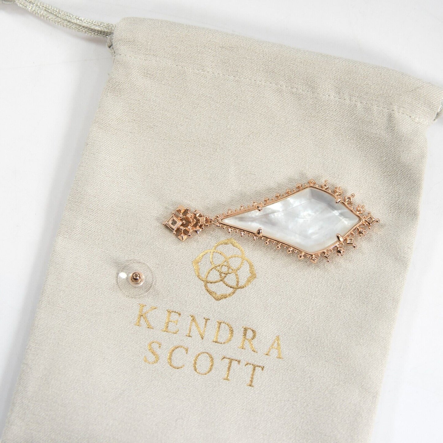 Kendra Scott Martha Rose Gold White Mother of Pearl Large Statement Earrings NWT
