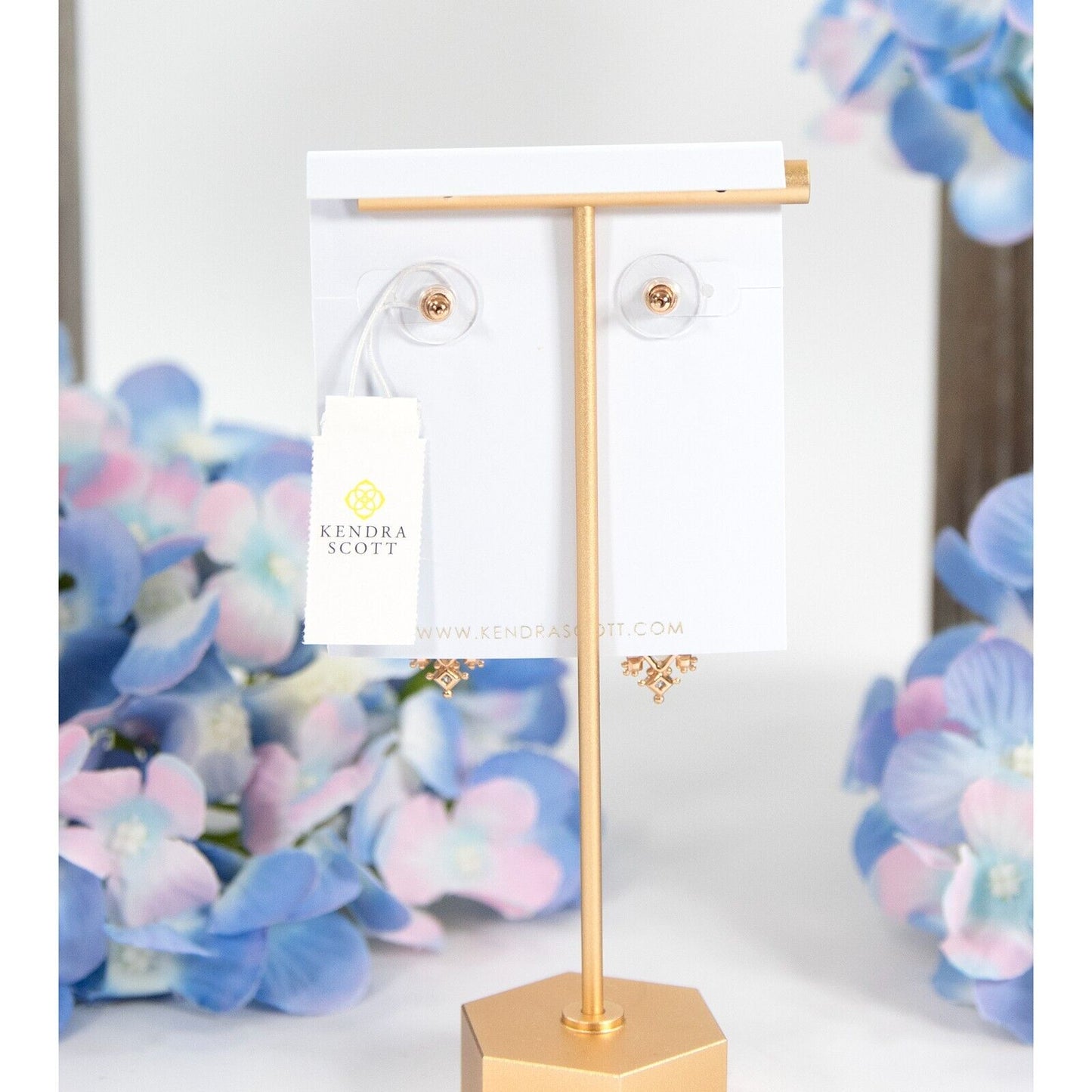 Kendra Scott Martha Rose Gold White Mother of Pearl Large Statement Earrings NWT