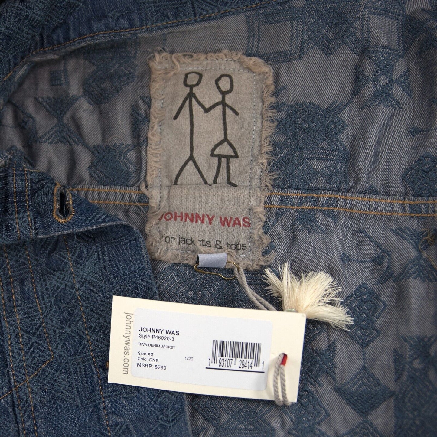 Johnny Was Qiva Embroidered Denim Jacket Size S NWT