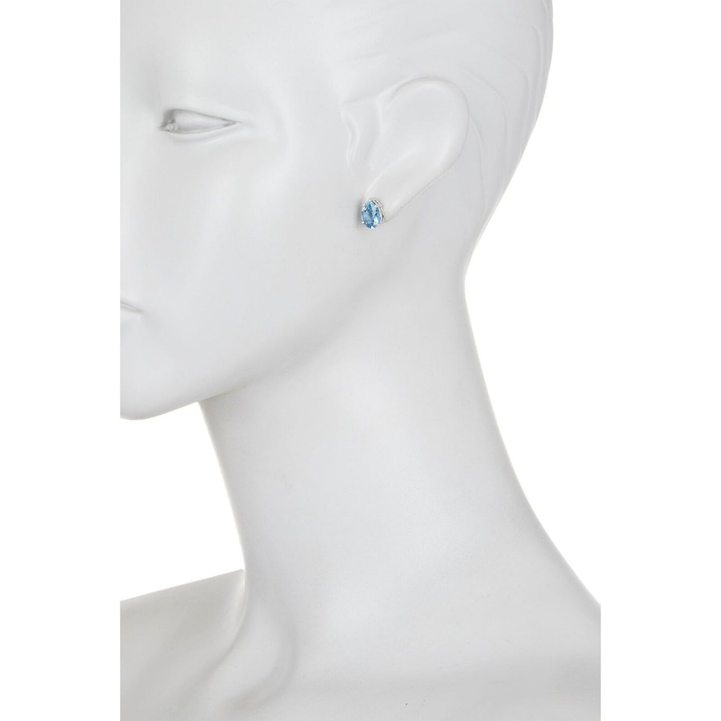 CZ Kenneth Jay Lane Silver Aqua Pear Stud Earrings KE696AQSI NWT