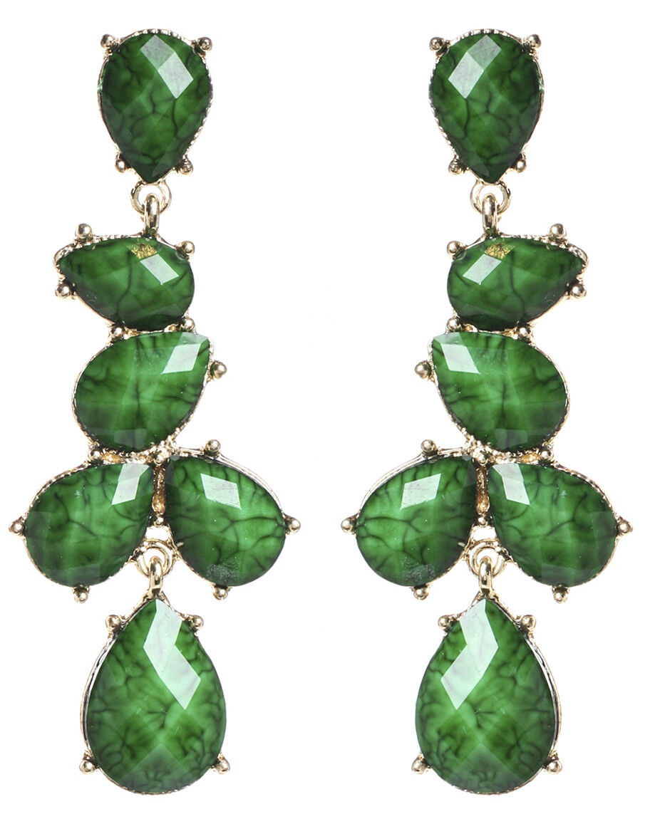 Amrita Singh Gold Evergreen Resin Hamptons Teardrop Earrings ERC 80 NWT