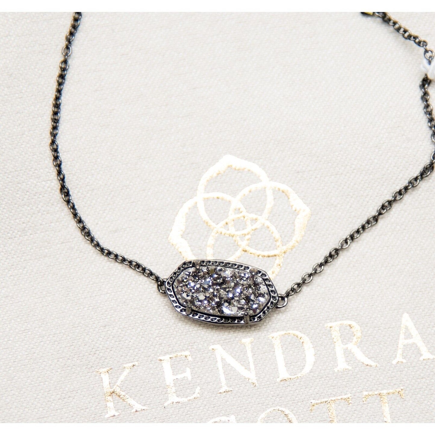 Kendra Scott Elaina Platinum Drusy Gunmetal Chain Bracelet NWT