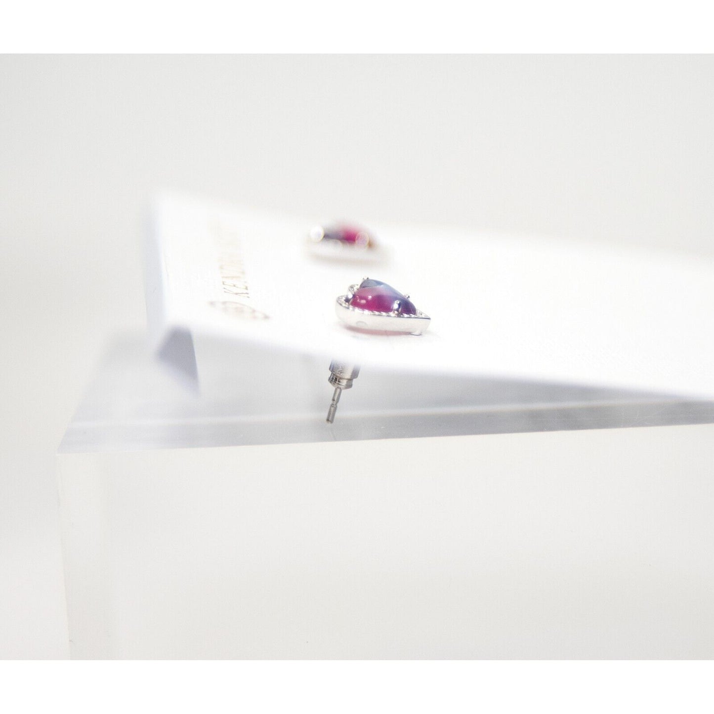 Kendra Scott Ari Ombre Illusion Heart Rhodium Plated Statement Stud Earrings NWT