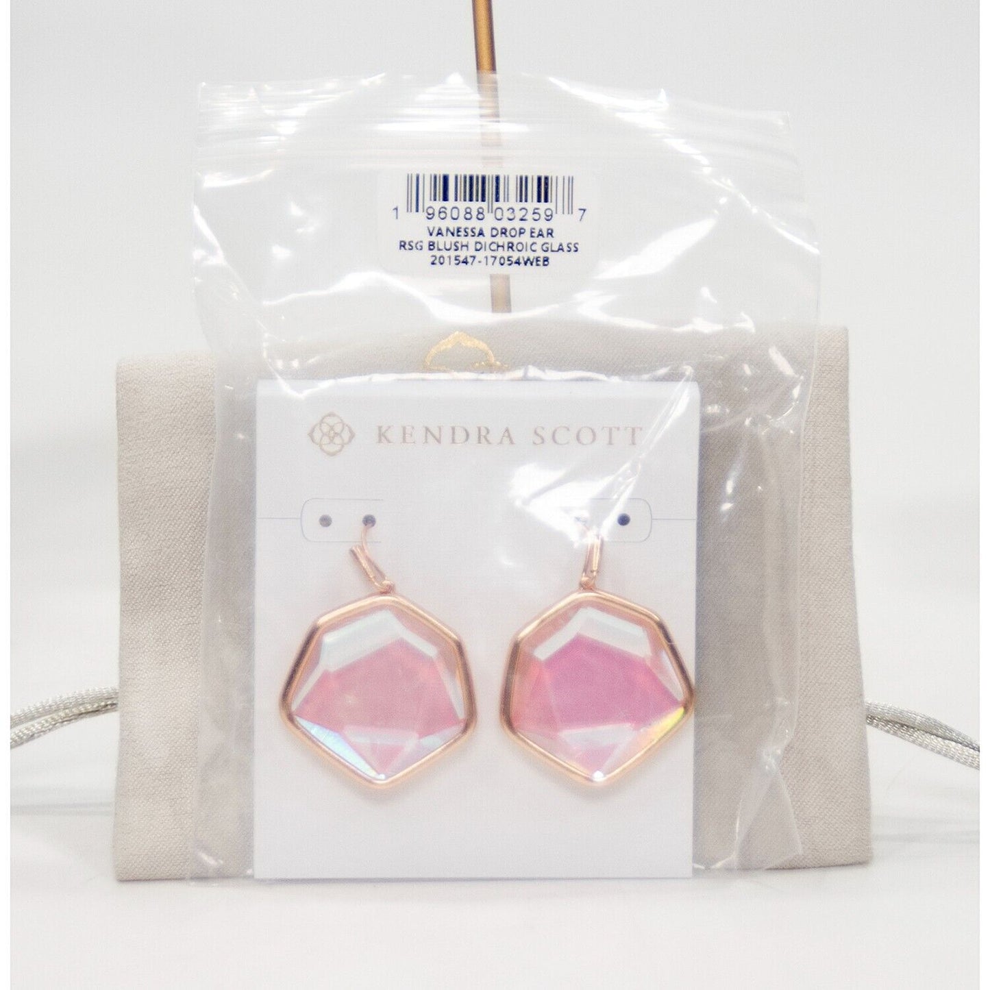 Kendra Scott Vanessa Faceted Dichroic Glass Rose Gold Statement Earrings NWT