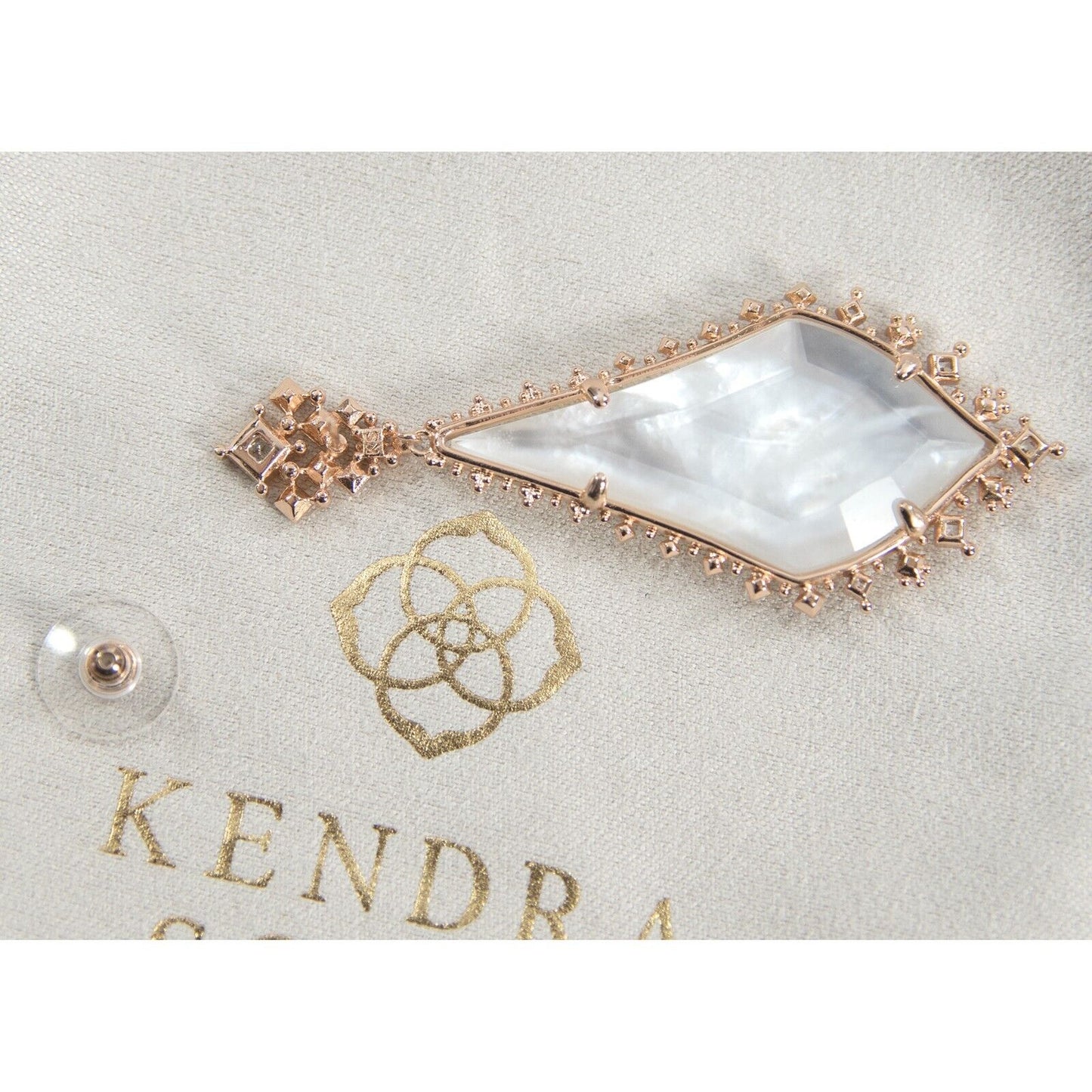 Kendra Scott Martha Rose Gold White Mother of Pearl Large Statement Earrings NWT