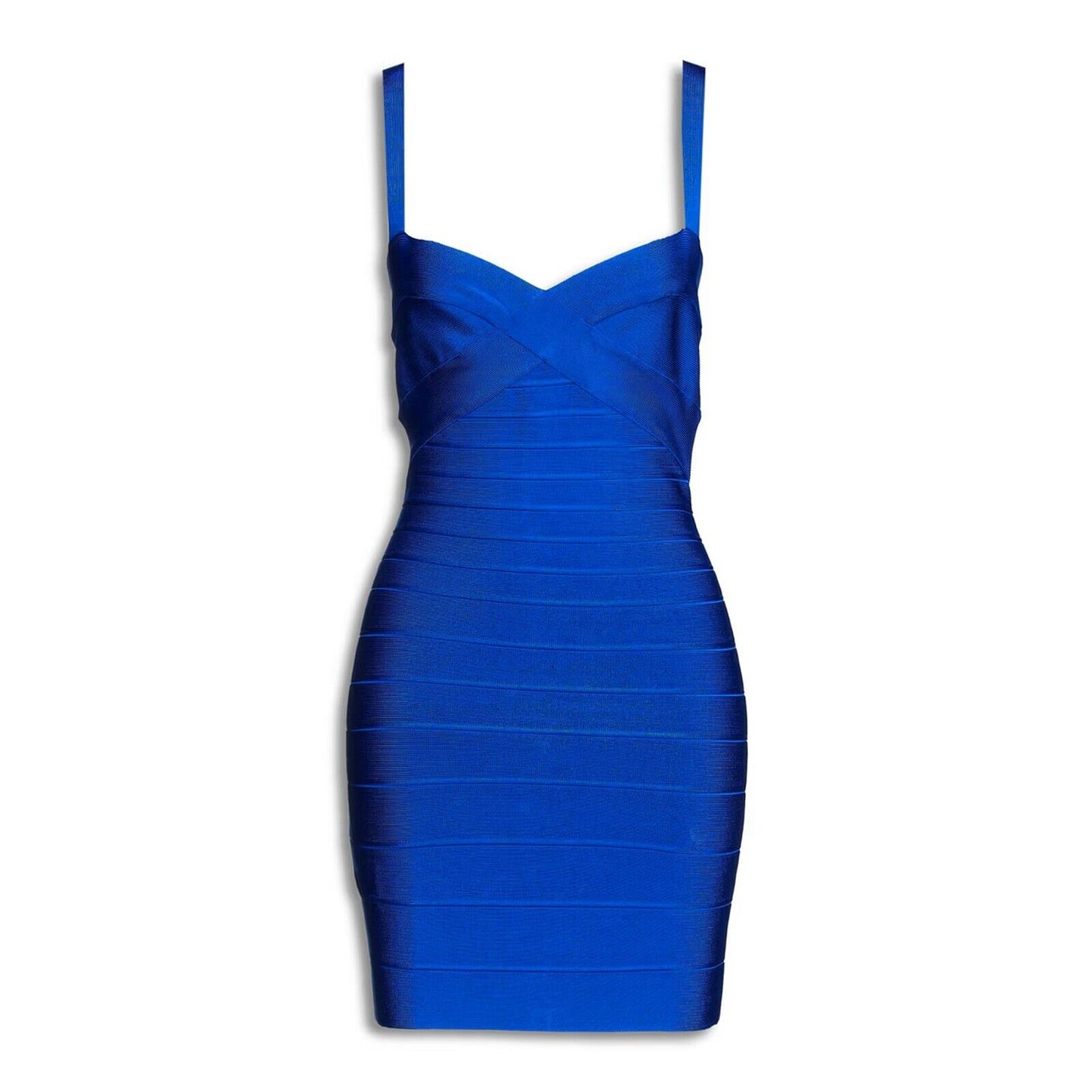 Herve Leger Scoop Neck Royal Blue Mini Bandage Bodycon Dress Large NWT $790