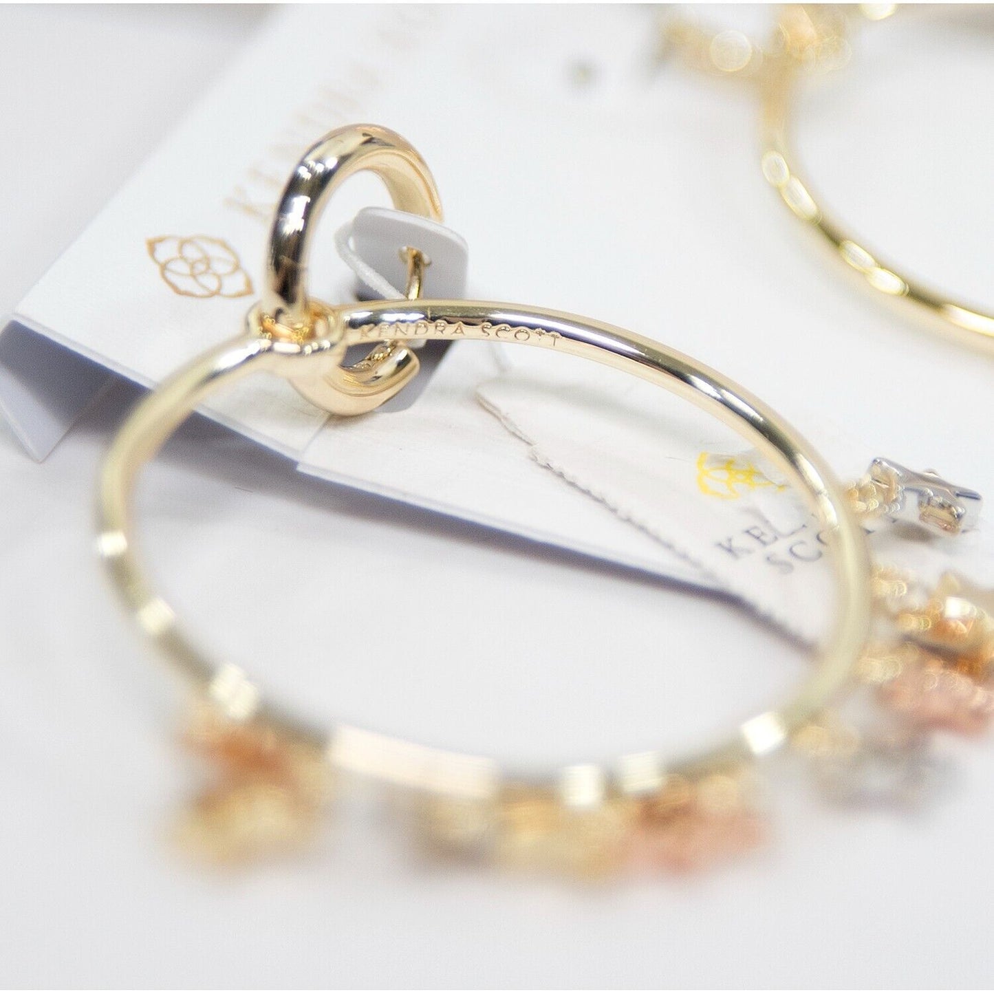 Kendra Scott Sloan Silver Rose Gold Plated Star Statement Hoop Earrings NWT