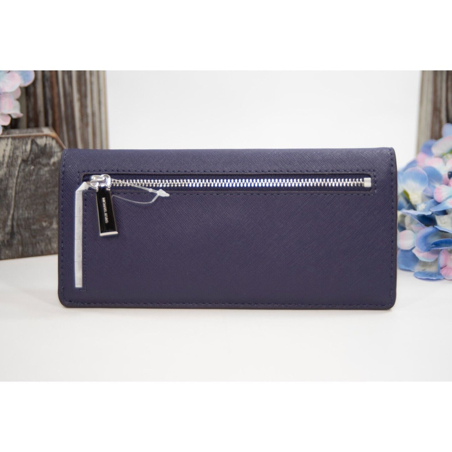 Michael Kors Iris Saffiano Leather Flap Credit Card Wallet NWT