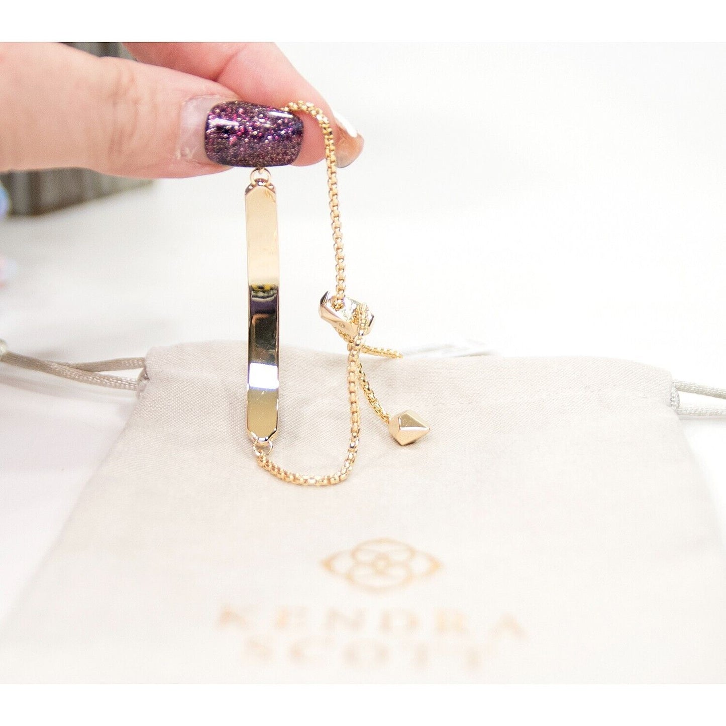 Kendra Scott Jack Purple Crystal Delicate Glold Plated Chain Bracelet NWT