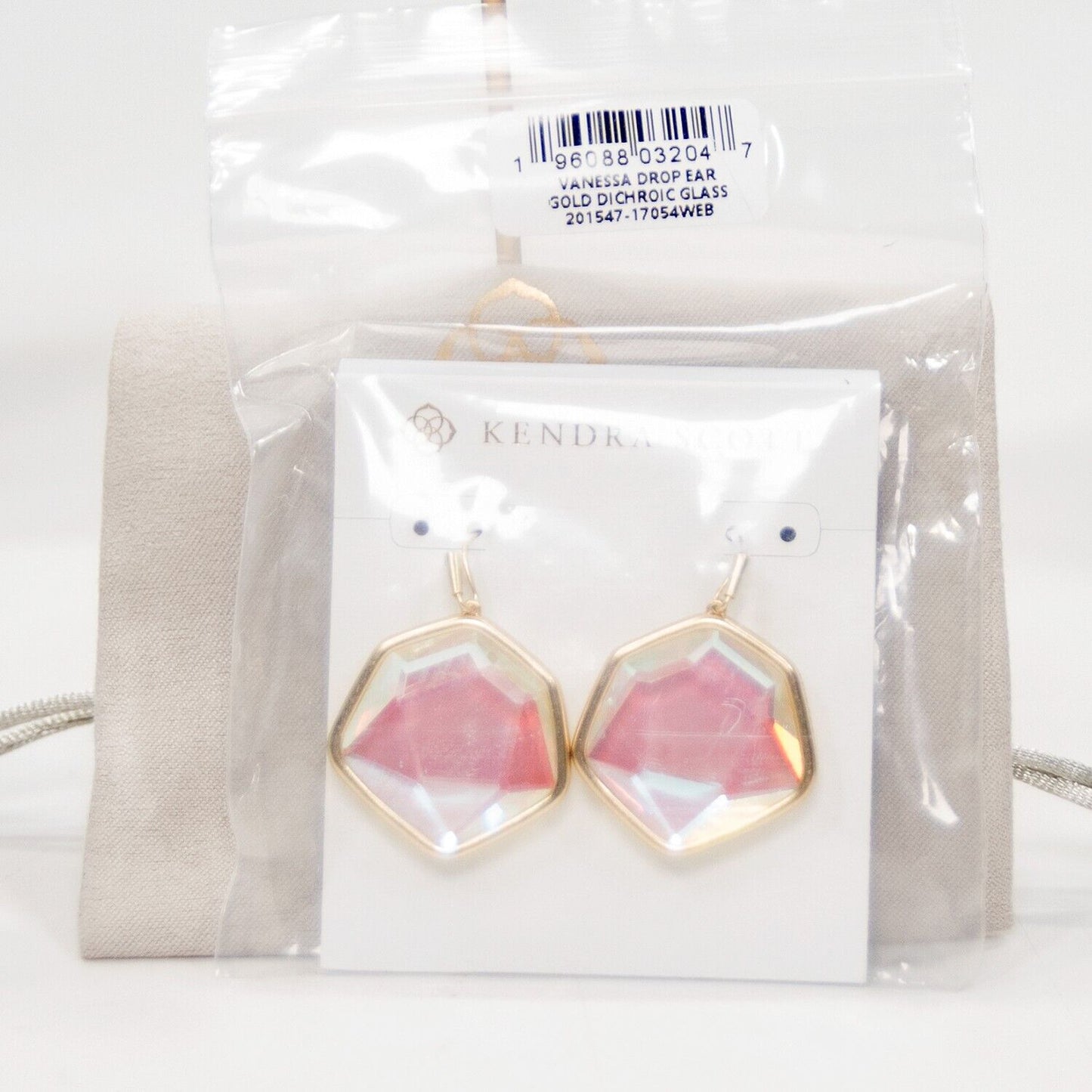 Kendra Scott Vanessa Faceted Dicrhoic Glass Gold Statement Earrings NWT