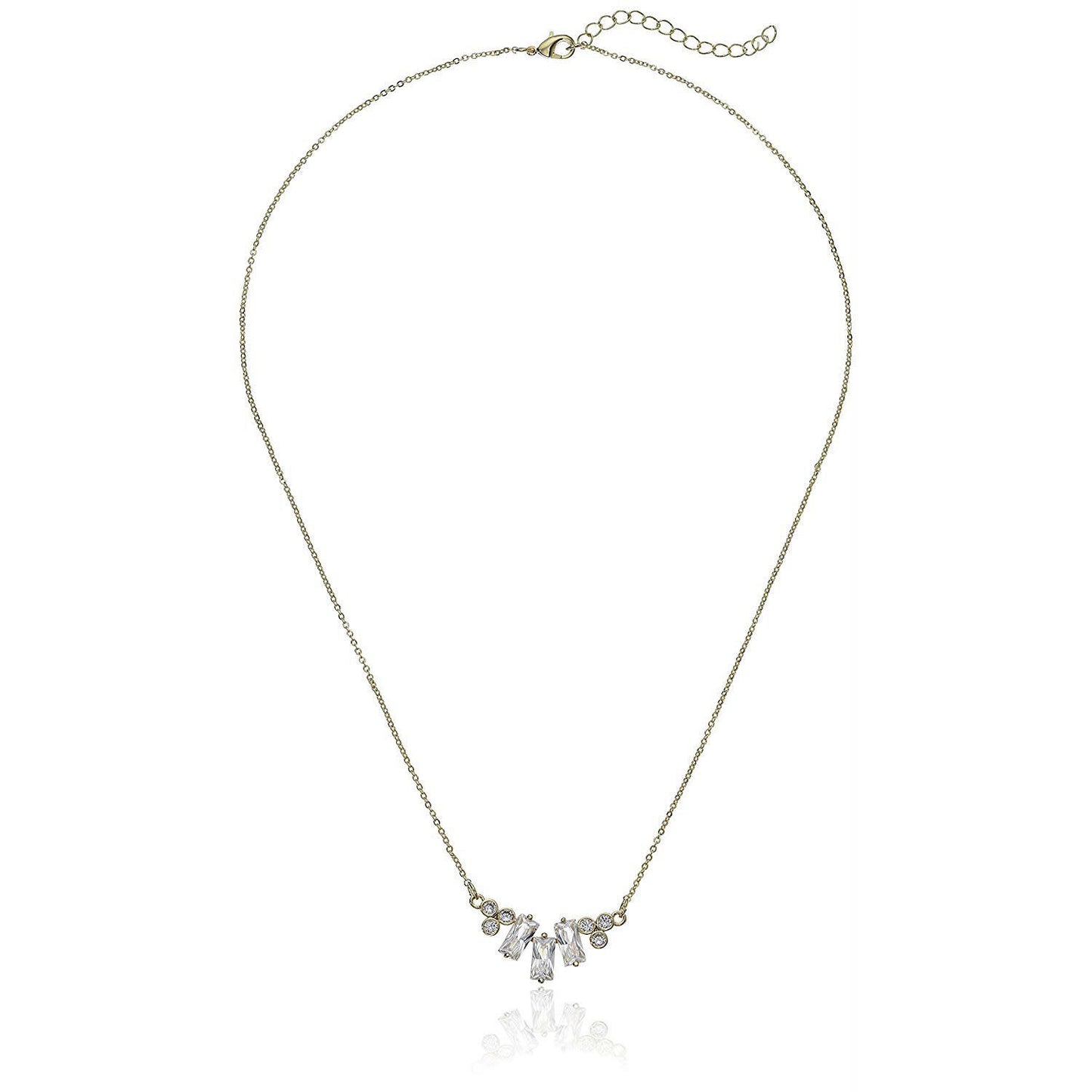 CZ by Kenneth Jay Lane Gold Plated Baguette Cluster Necklace DAZZLING NWT