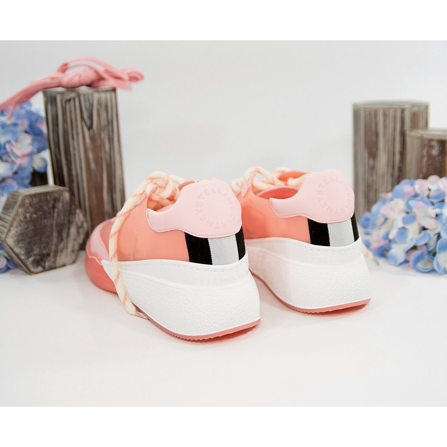Stella McCarney Rose Pink Loop Oversize Vegan Leather Sneakers 38 NIB