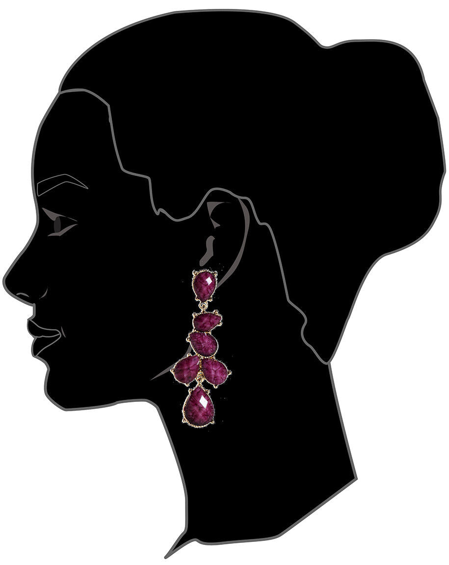 Amrita Singh Gold Amethyst Resin Hamptons Teardrop Earrings ERC 80 NWT