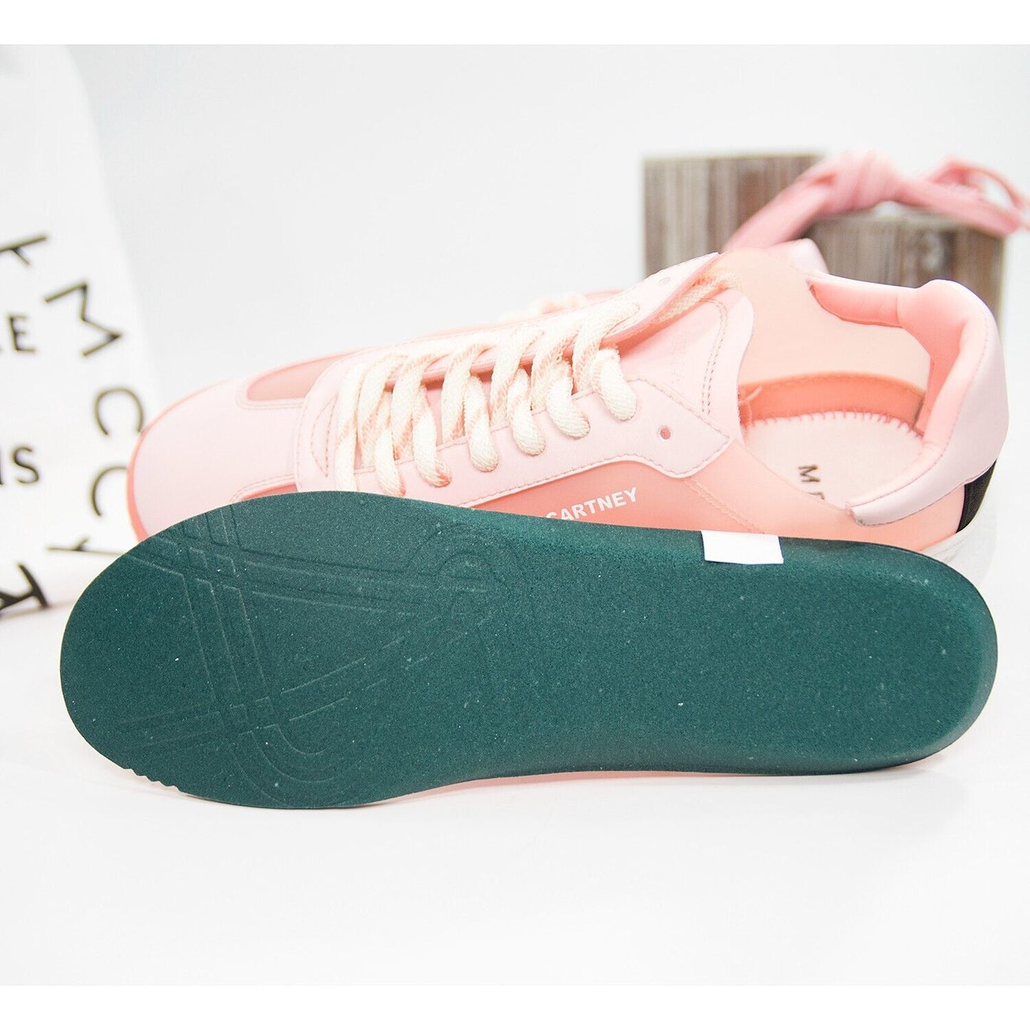 Stella McCarney Rose Pink Loop Oversize Vegan Leather Sneakers 38 NIB