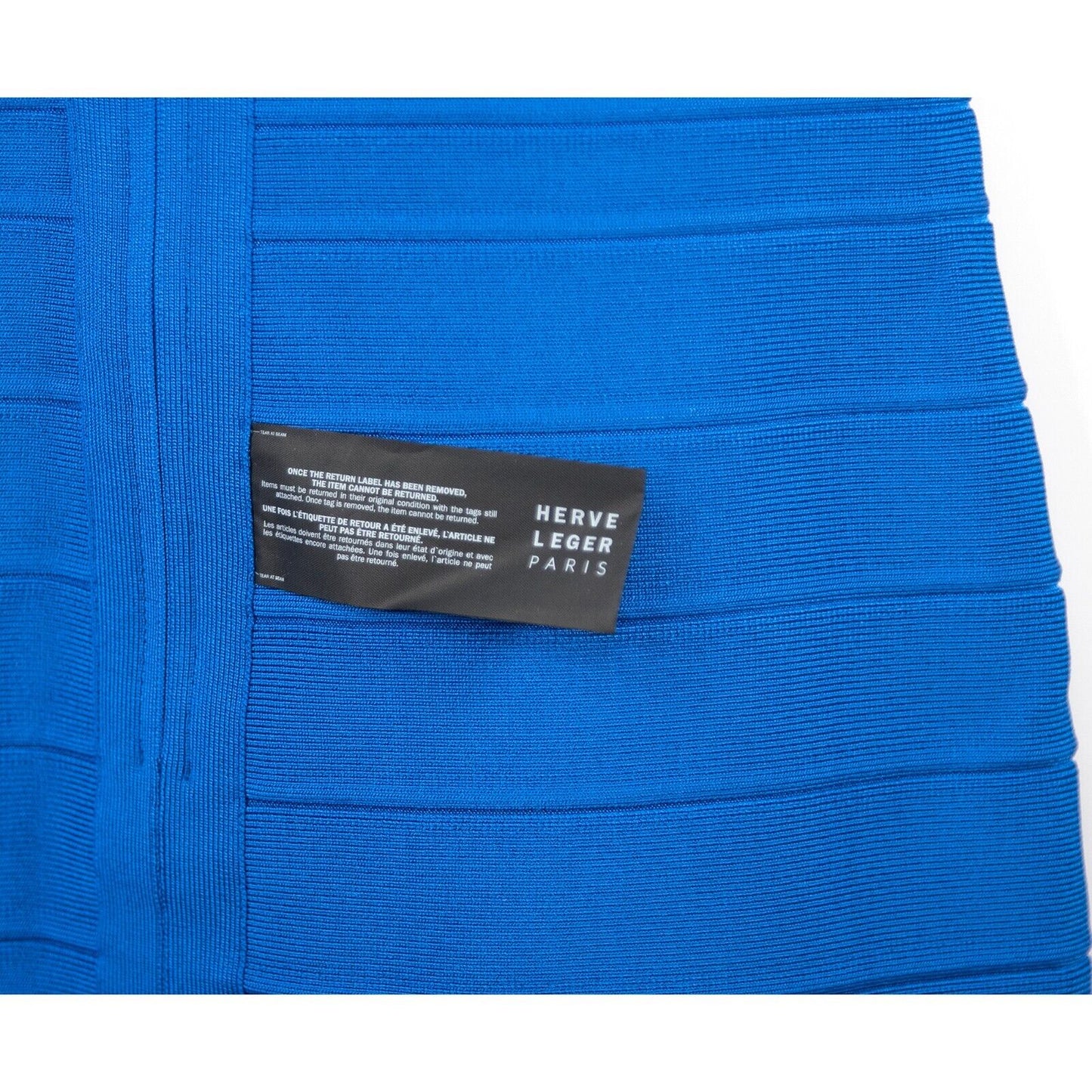 Herve Leger Scoop Neck Royal Blue Mini Bandage Bodycon Dress Large NWT $790