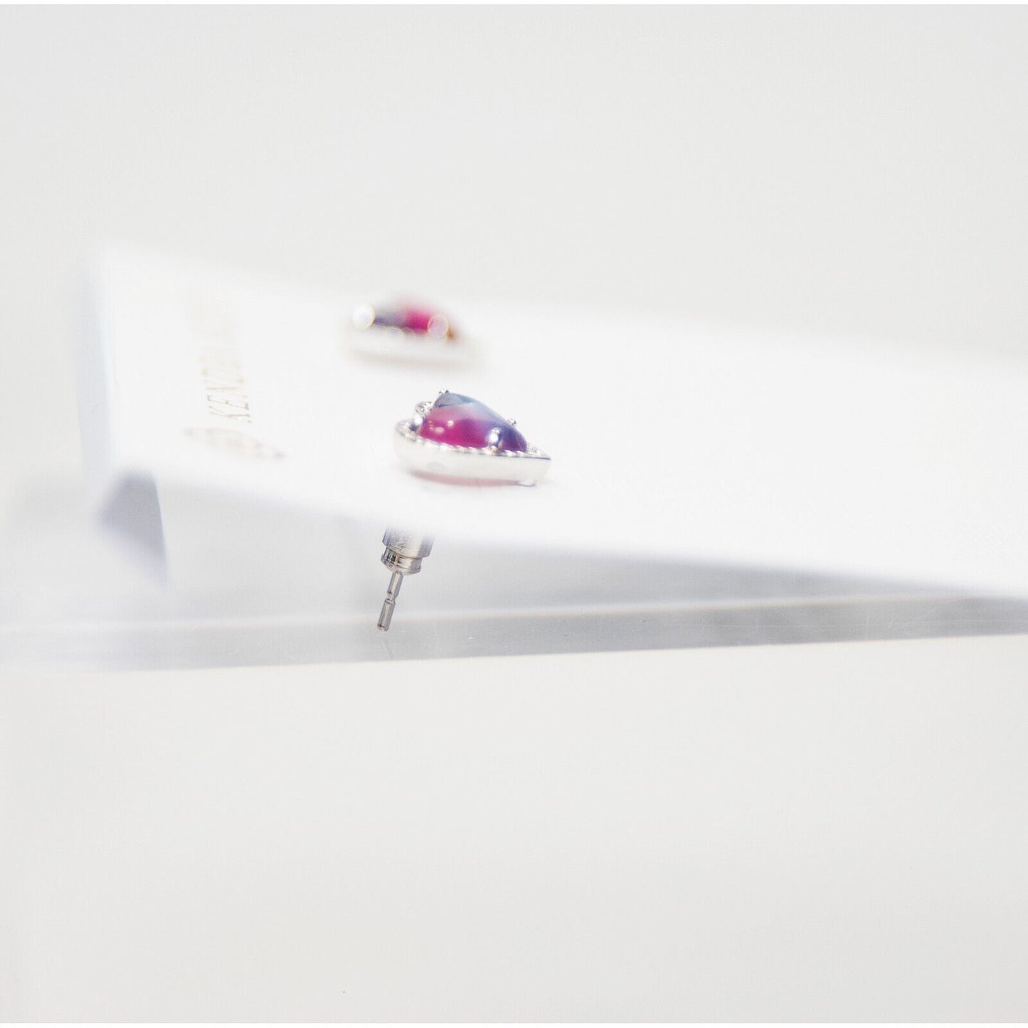 Kendra Scott Ari Ombre Illusion Heart Rhodium Plated Statement Stud Earrings NWT