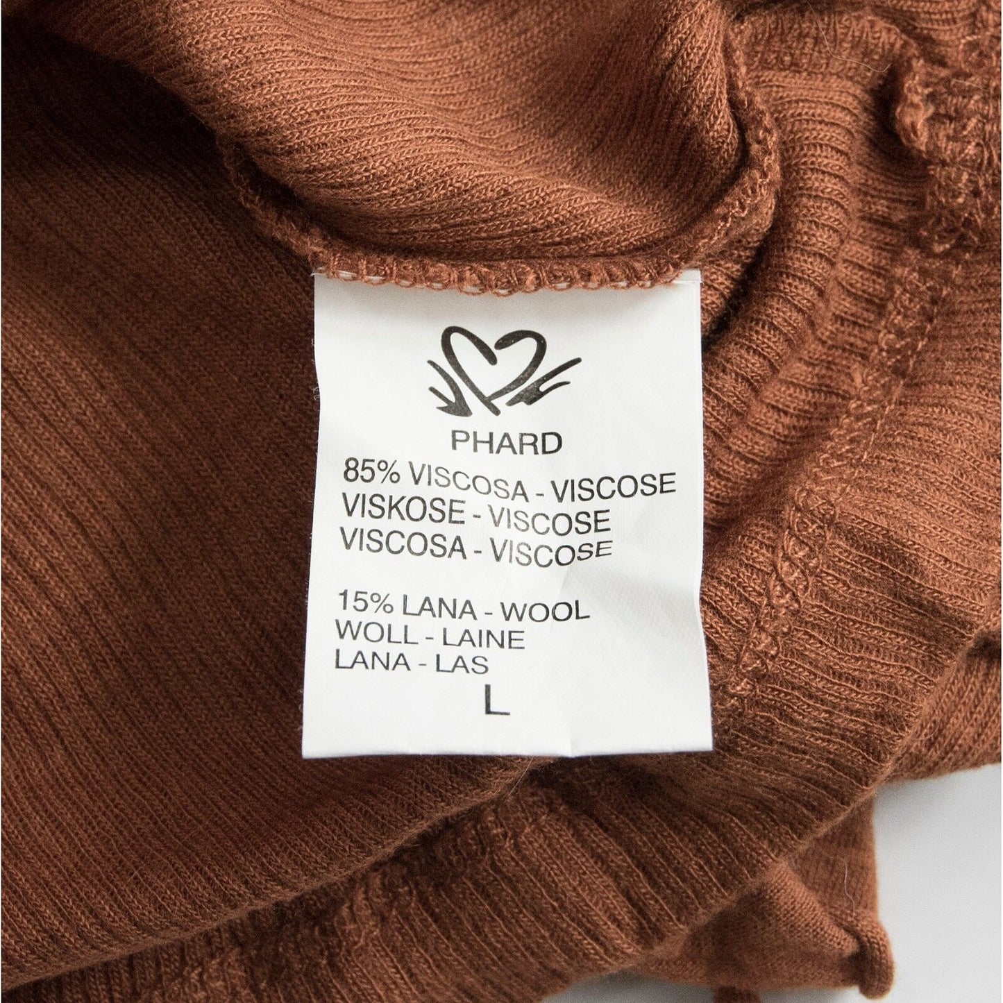 Phard Couture Copper Raw Edge Overlaid Viscose Wool Knit Top Lg
