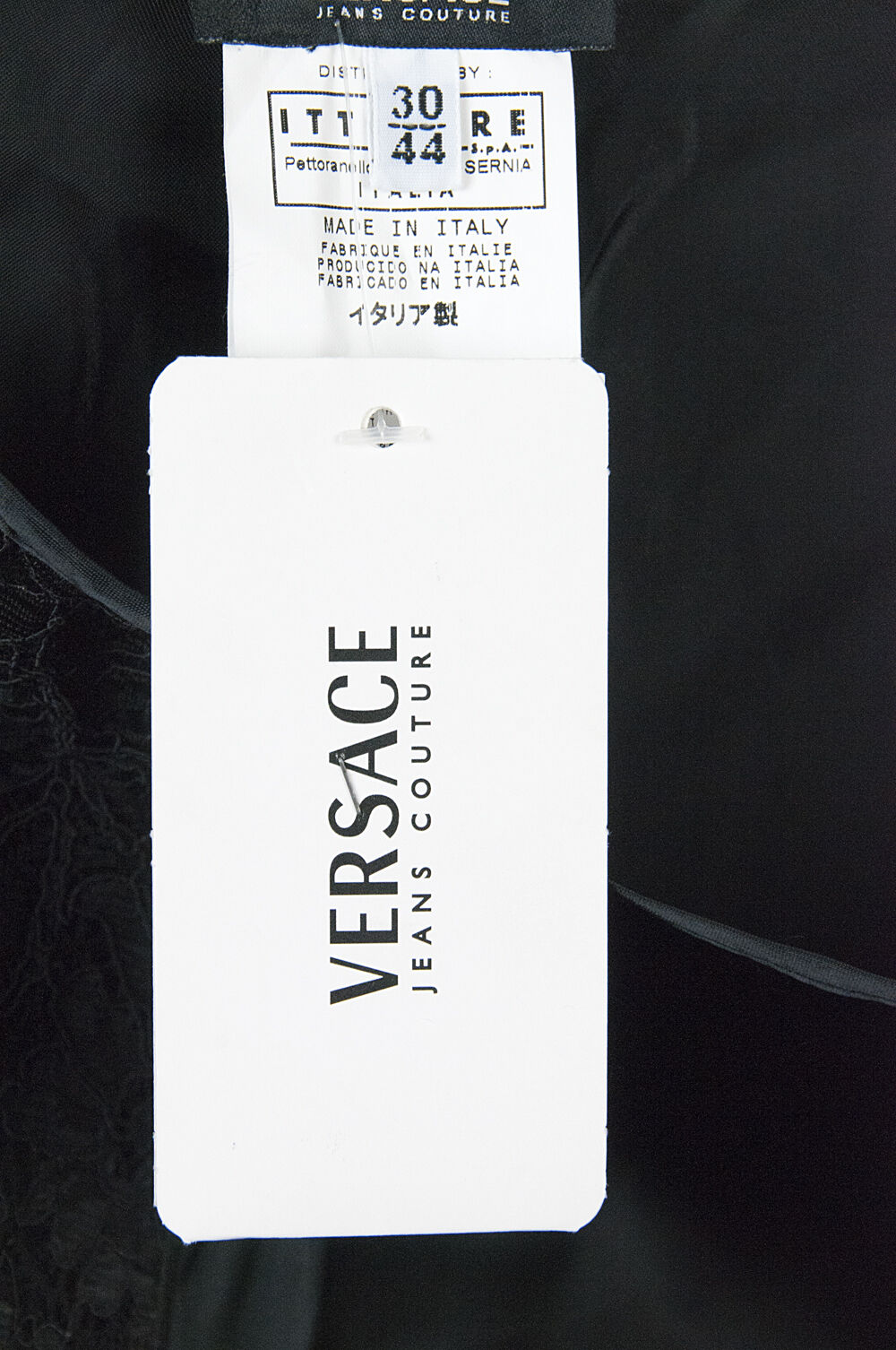Versace Black Silky Satin Lace Insert Knee Length A Line Skirt 30 44 NWT