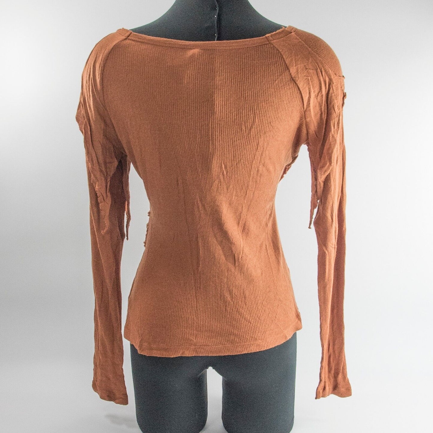 Phard Couture Copper Raw Edge Overlaid Viscose Wool Knit Top Lg