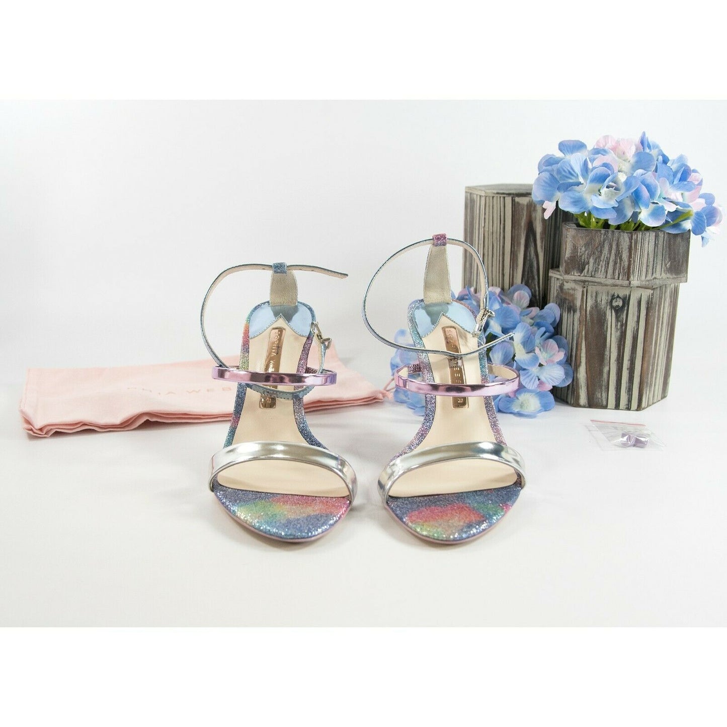 Sophia Webster Rosalind Mermaid Glitter Metallic Leather Heels Size 36.5 6.5 NIB
