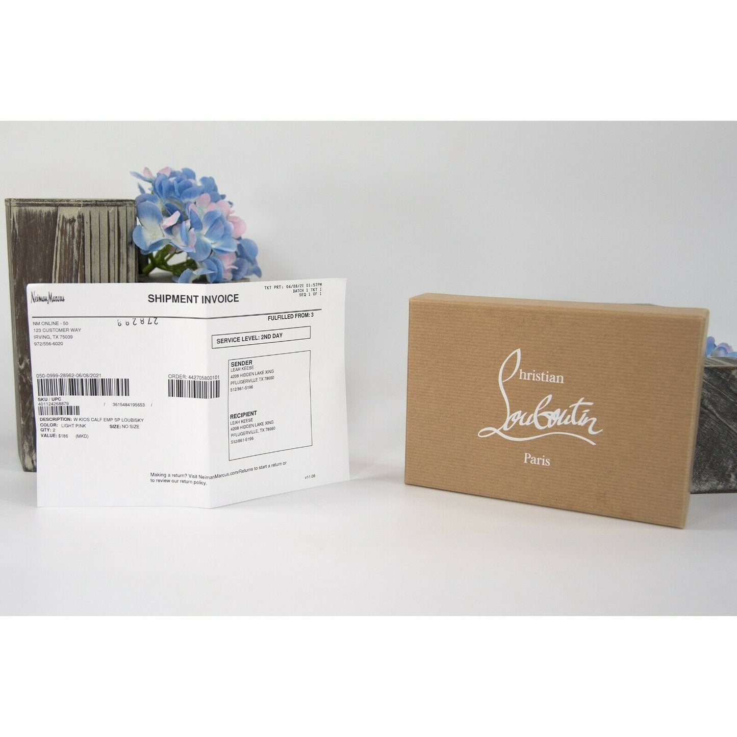 Christian Louboutin Kios Iridescent Studded Pink Leather Card Case Wallet NWT