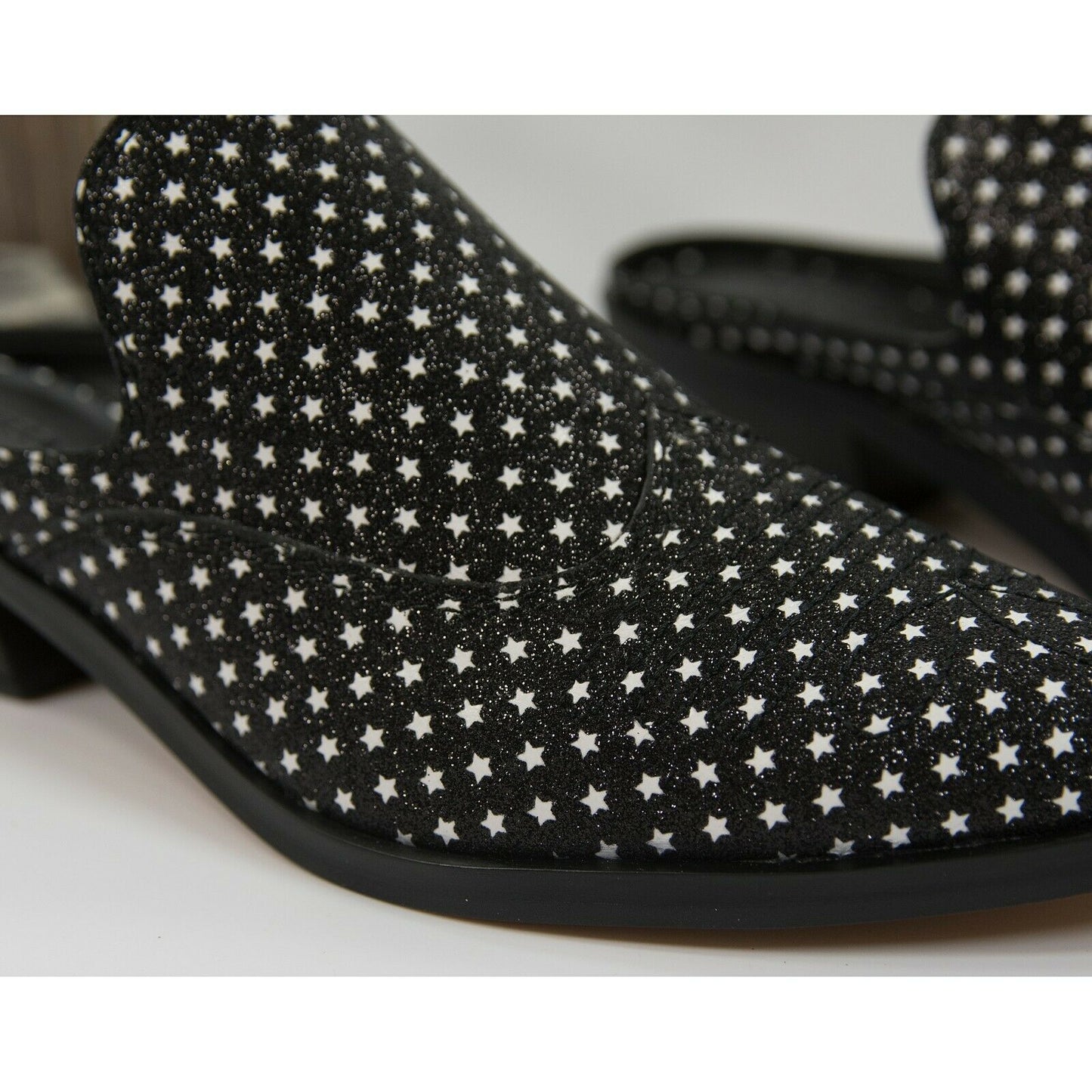 Rebecca Minkoff Karynah Black Glitter Stars Leather Western Mule Bootie Size 6