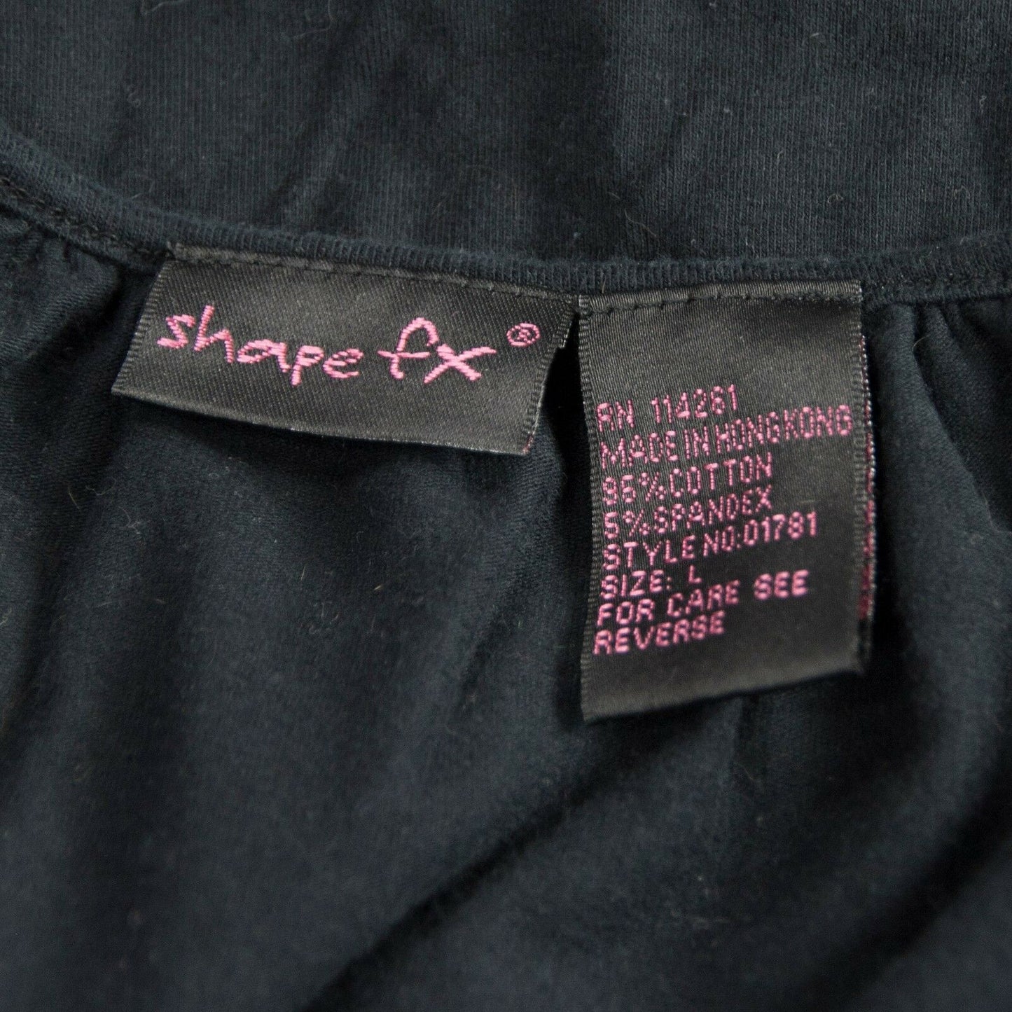 Shape FX Black Knit Tummy Control Drop Waist Blousant Peasant Tunic Blouse LG