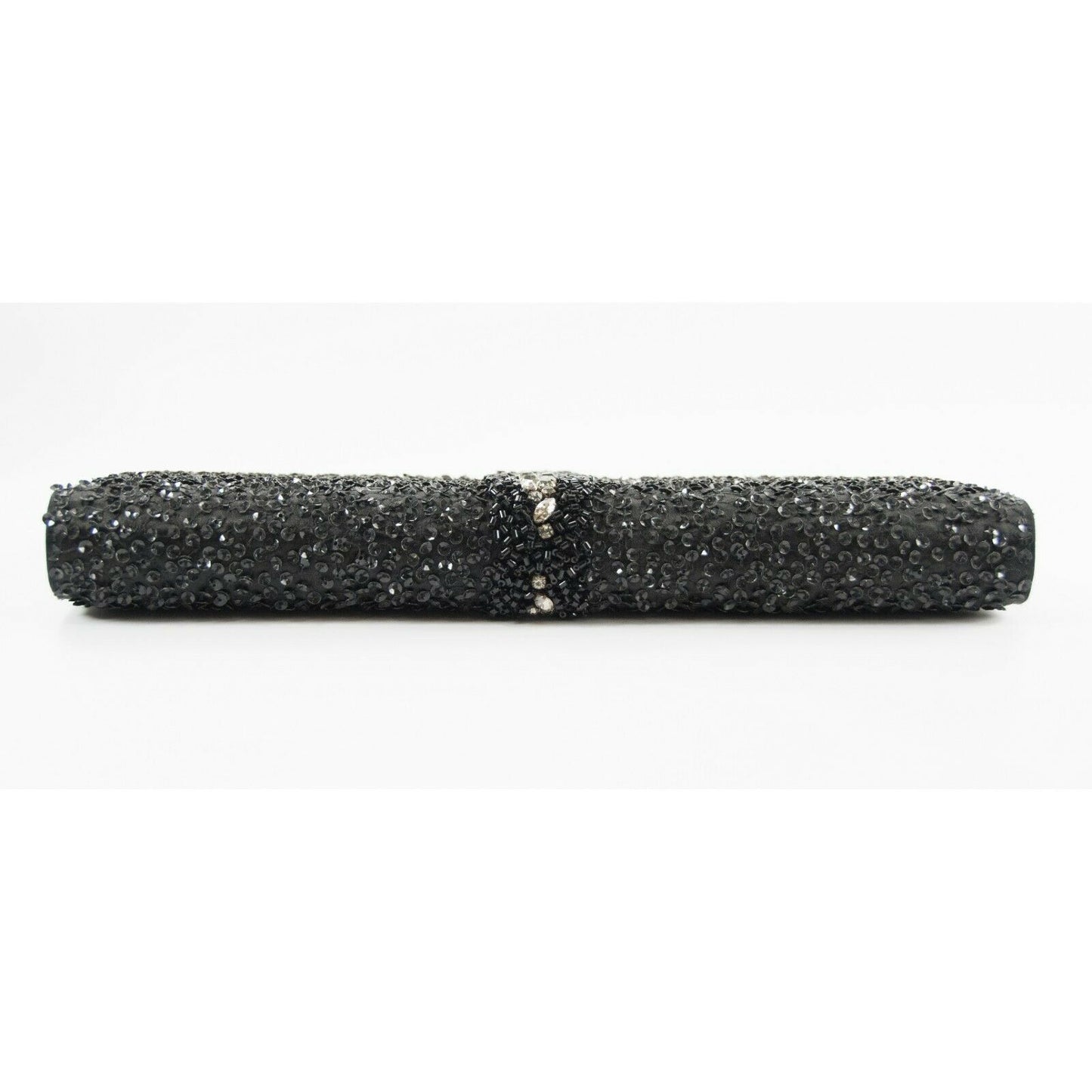 Salvatore Ferragamo Kameron Black Silver Framed Beaded Jewel Clutch Bag $2590