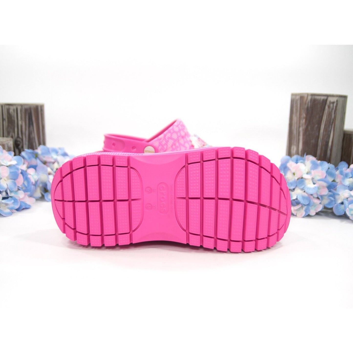 Crocs X Barbie The Movie Electric Pink Mega Crush Clog with Jibbitz NWT