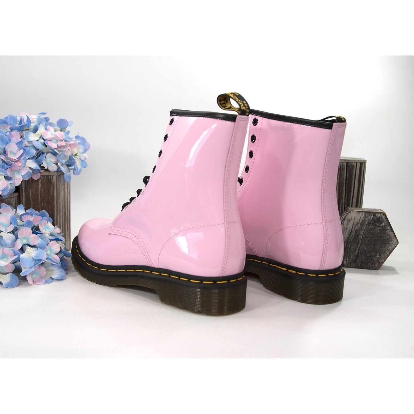 Dr. Martens 1460 Pink Patent Leather Lamper Lace Up Boots Size 10 NIB