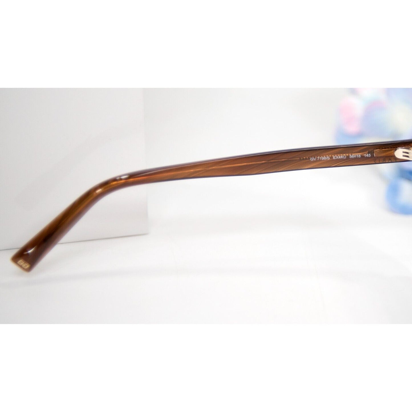 Givenchy GV7198 Brown Gold Oversize Cat Eye Acrylic Logo Sunglasses NWT Case