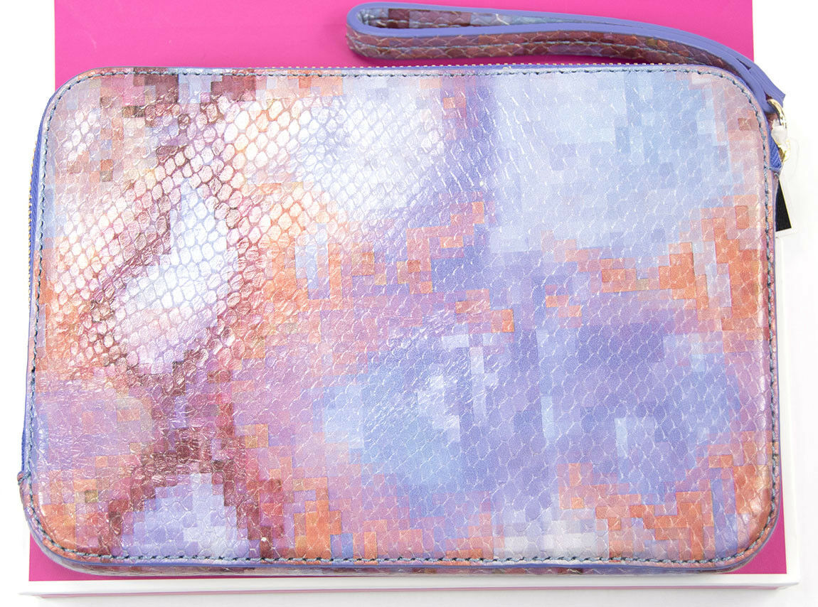 Juicy Couture Purple Pink Pixel Python Leather Zip Tablet iPad Case Sleeve