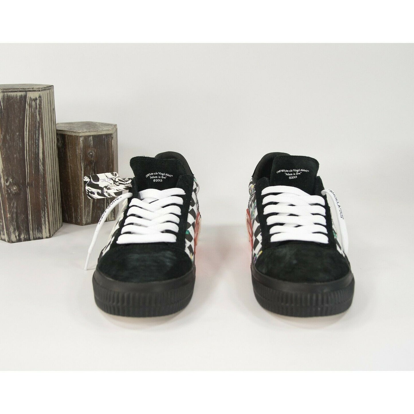Off-White Limited Edition Printed Chek Canvas Low Vulcanized Sneakers 41 11 NIB