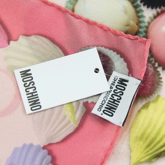 Moschino Sweet Heart Candy Pink Square Silk Scarf