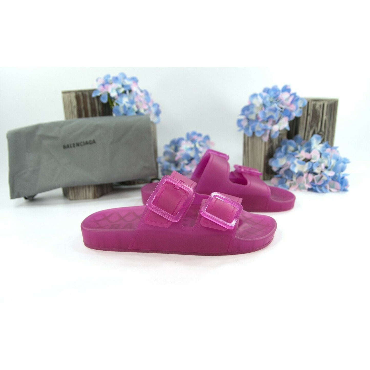 Balenciaga Magenta Pink Mallora Pool Slide Sandal 36 NIB