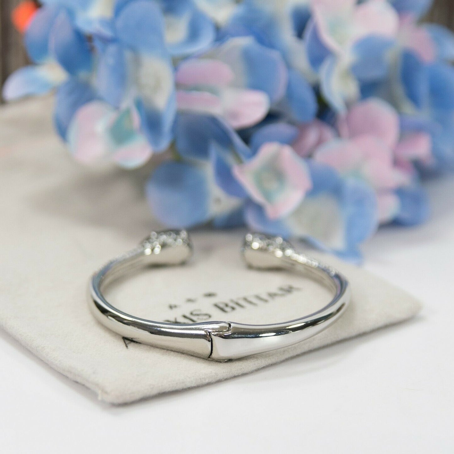 Alexis Bittar Blue Ombre Crystal Break Hinge Cuff Bangle Bracelet NWT
