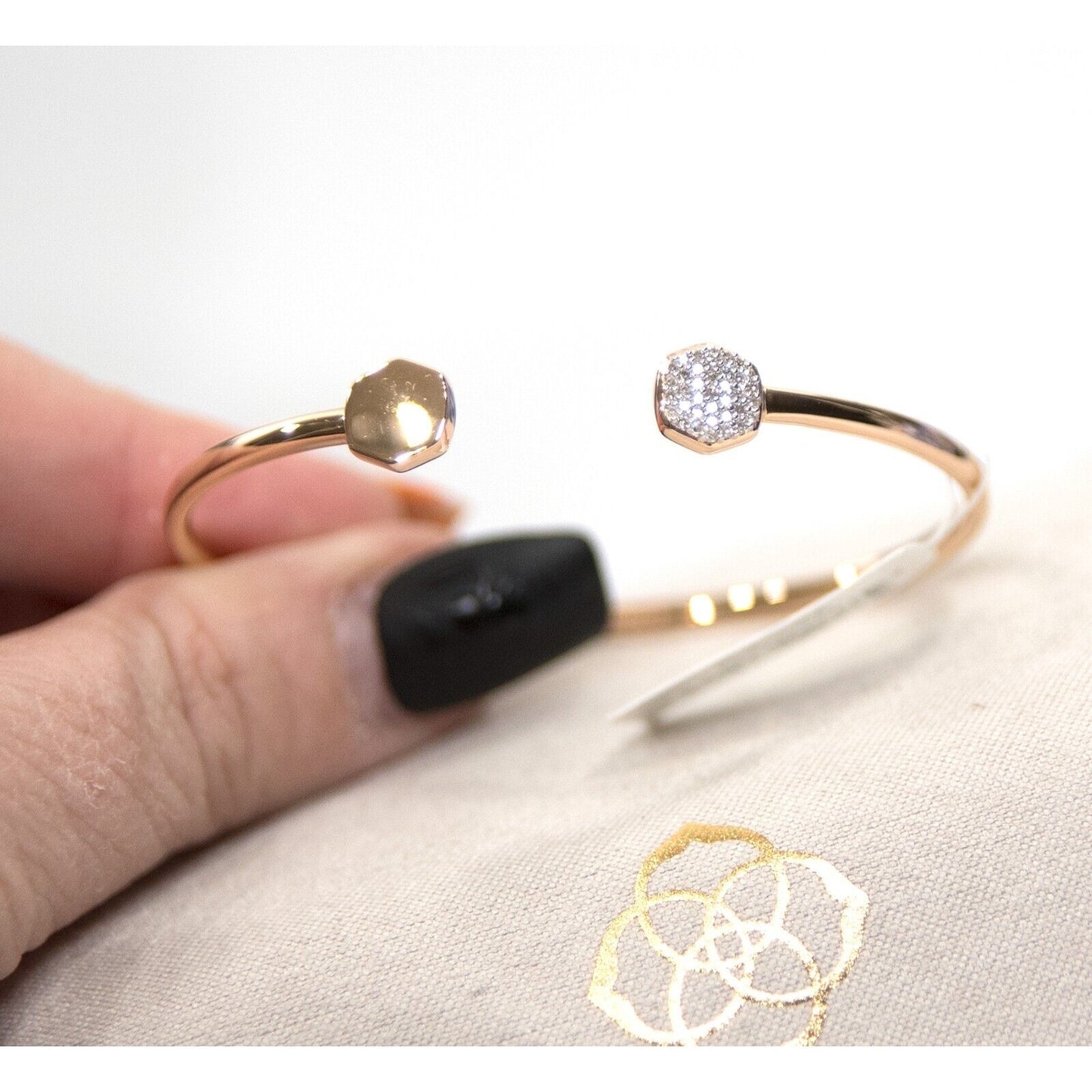 Kendra Scott Davis 18k Rose Gold Vermeil Diamond Open Cuff Bracelet NWT