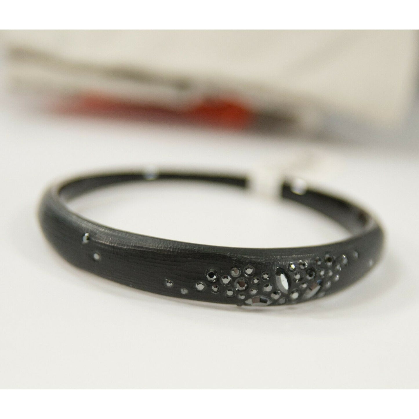 Alexis Bittar Black Lucite Noir Dust Crystal Bangle Bracelet NWT