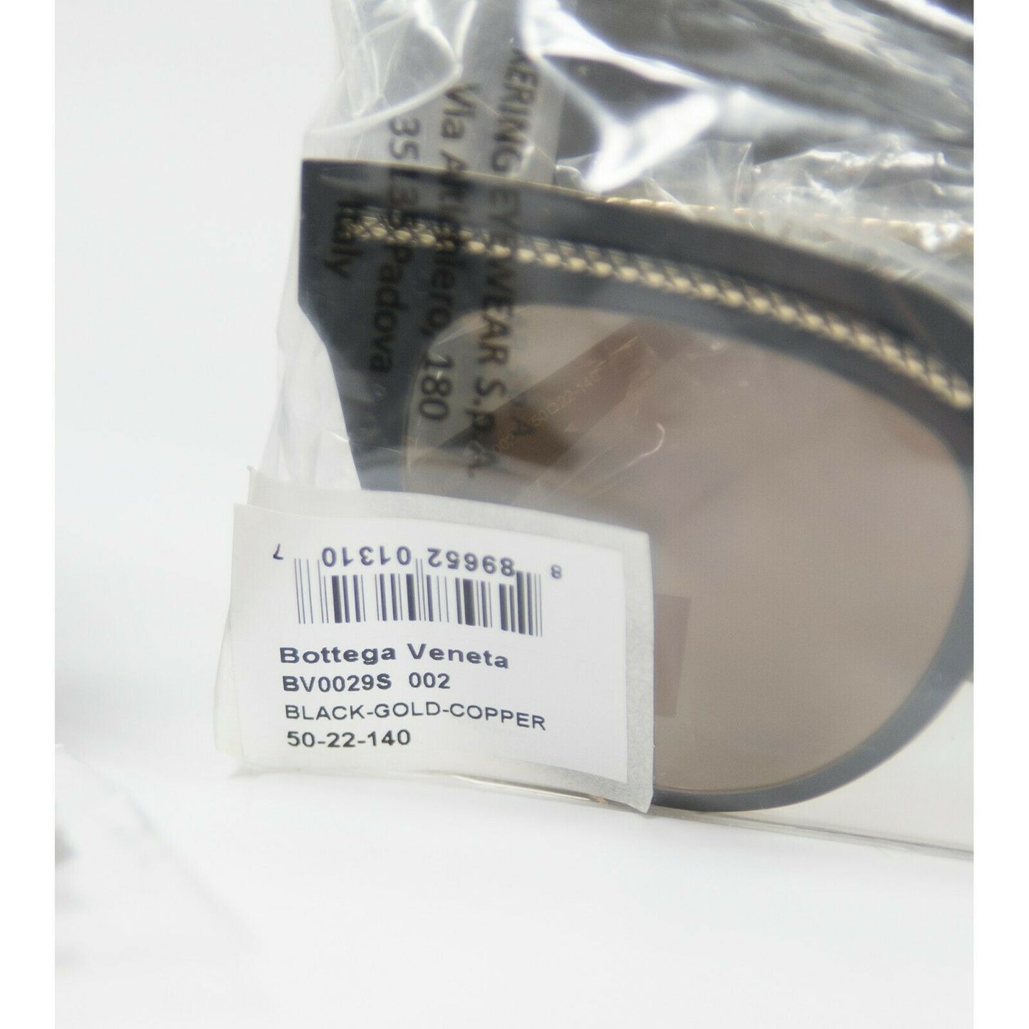 Bottega Veneta Black Gold Thin Frame Cat Eye Metal Logo Sunglasses NWT Case