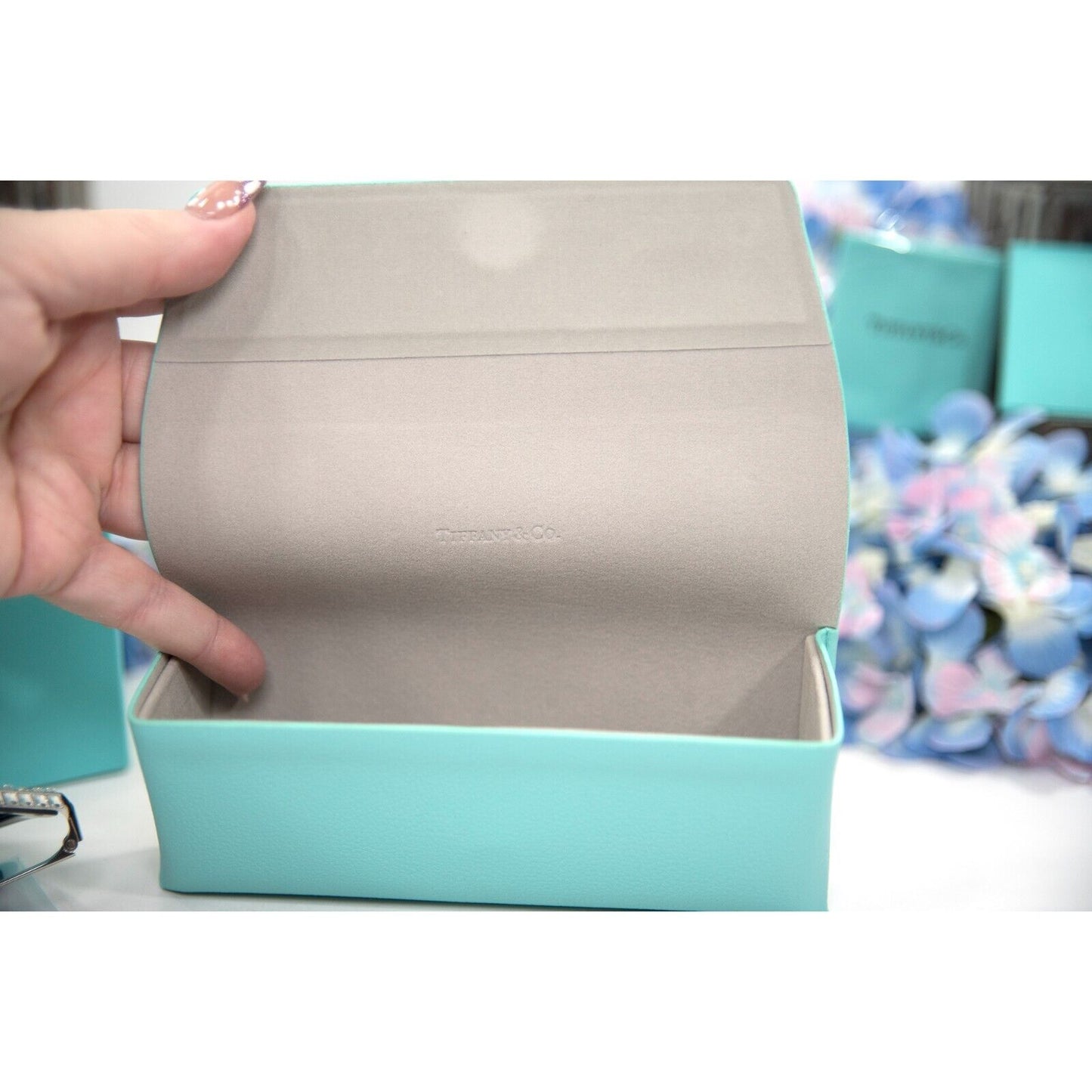 Tiffany & Co. TF4173B Black Frame Crystal Tiffany Blue Sunglasses NWT Case