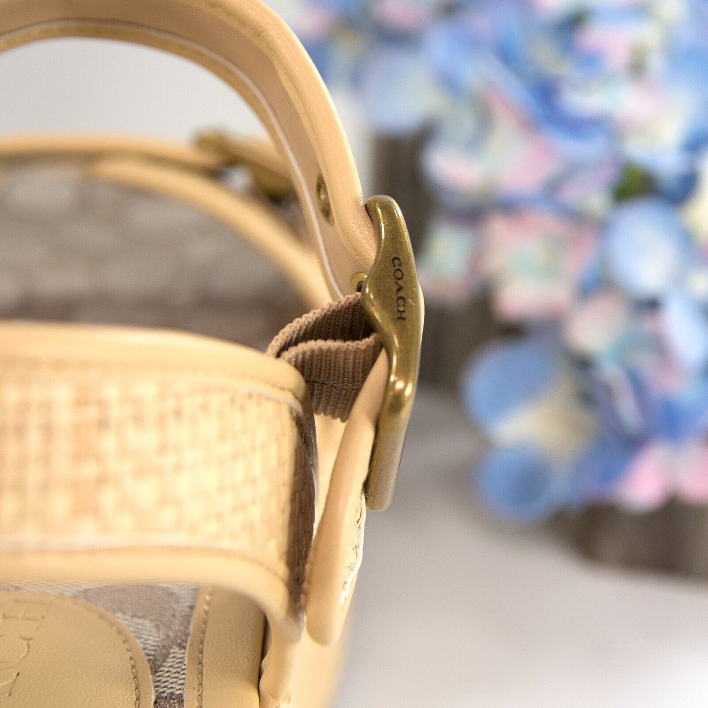 Coach Naomi Raffia Flatform Platform Sandal Heels Sz 9.5 NWOB C8903