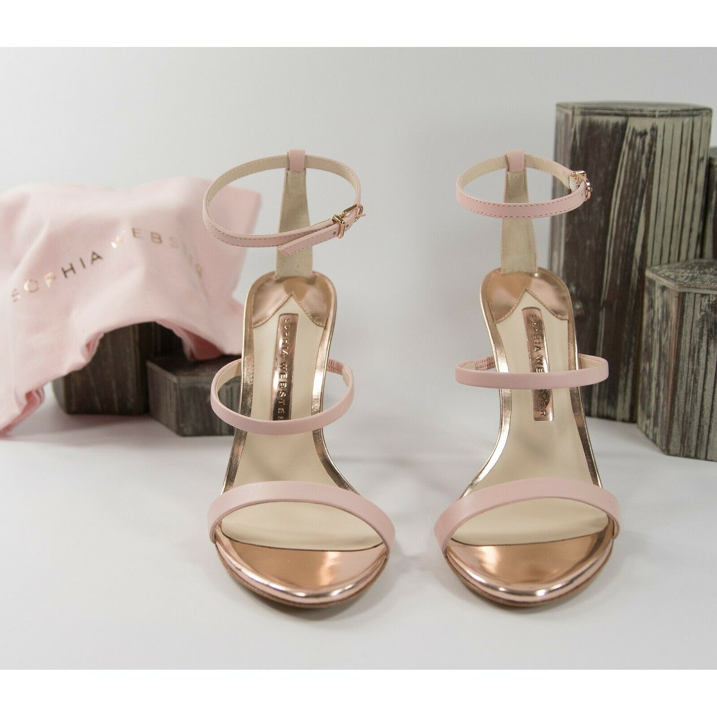 Sophia Webster Rosalind Pink Leather Leopard Calf Hair Heels Size 39.5 9.5 NIB
