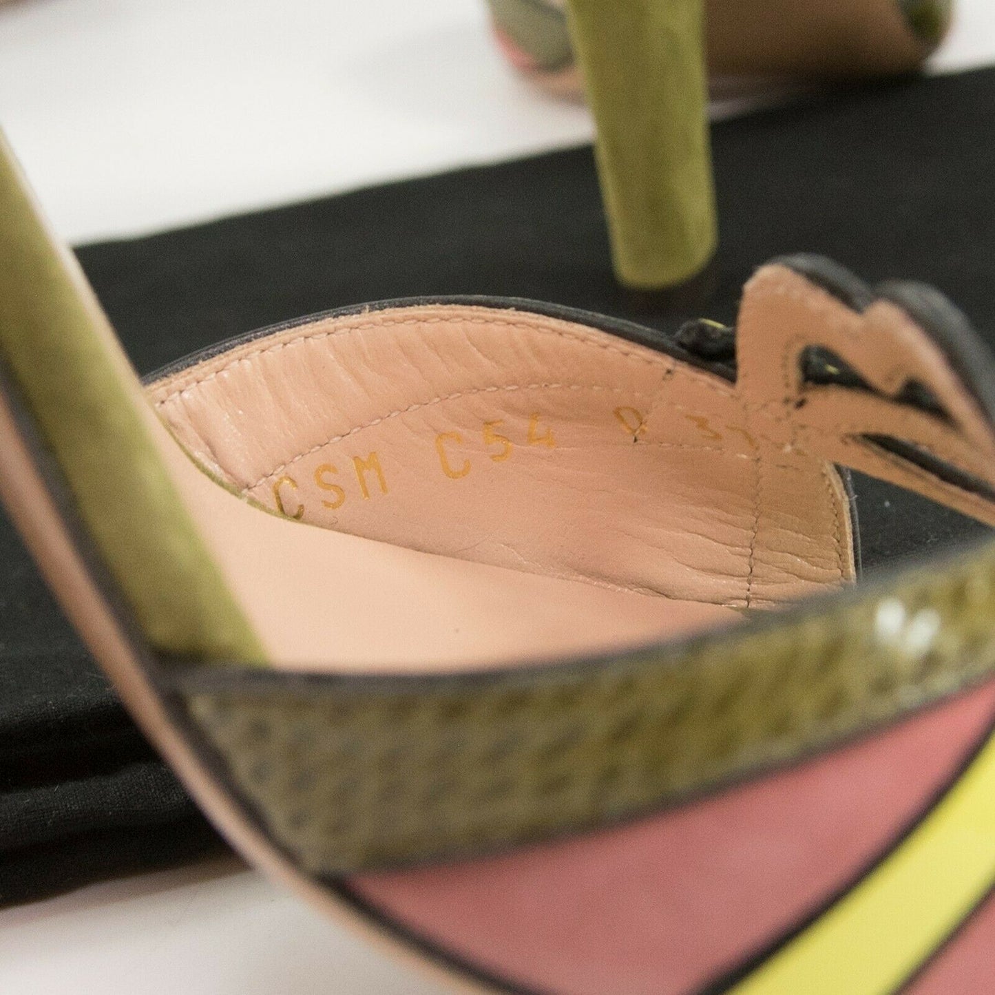 Valentino Limited Edition Cupid Heart Army Green Suede Python Heels 37 7 NIB
